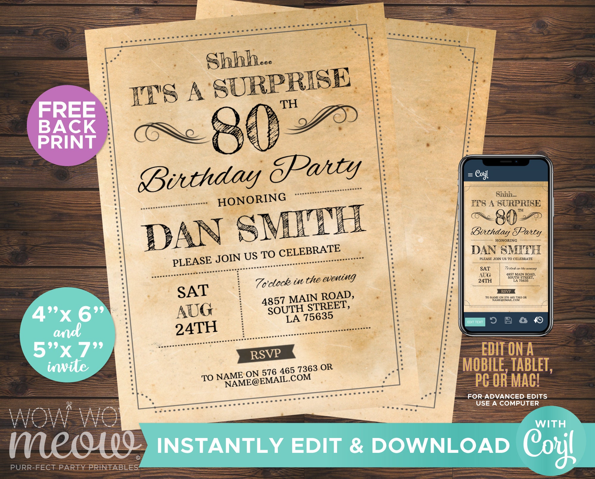 80th Birthday Invitation Elegant Eighty Invitations Party - Etsy Australia
