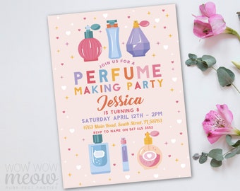 Perfume Making Invitation Birthday Perfumes Girls Crafts Invite Fragrance Digital DOWNLOAD Personalize Editable Printable Template WCBK531