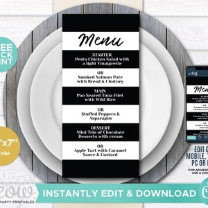 Black and White Stripe Dinner Template Wedding Package INSTANT DOWNLOAD Set Matching Printable Invites Nautical Personalize Editable WCWP057