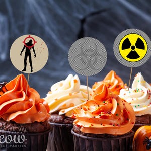 Halloween Zombie Cupcake Birthday Toppers Haunted House Zombie Outbreak Sweets Cakes Party INSTANT DOWNLOAD Children&#39;s Kid&#39;s Party WCHA107