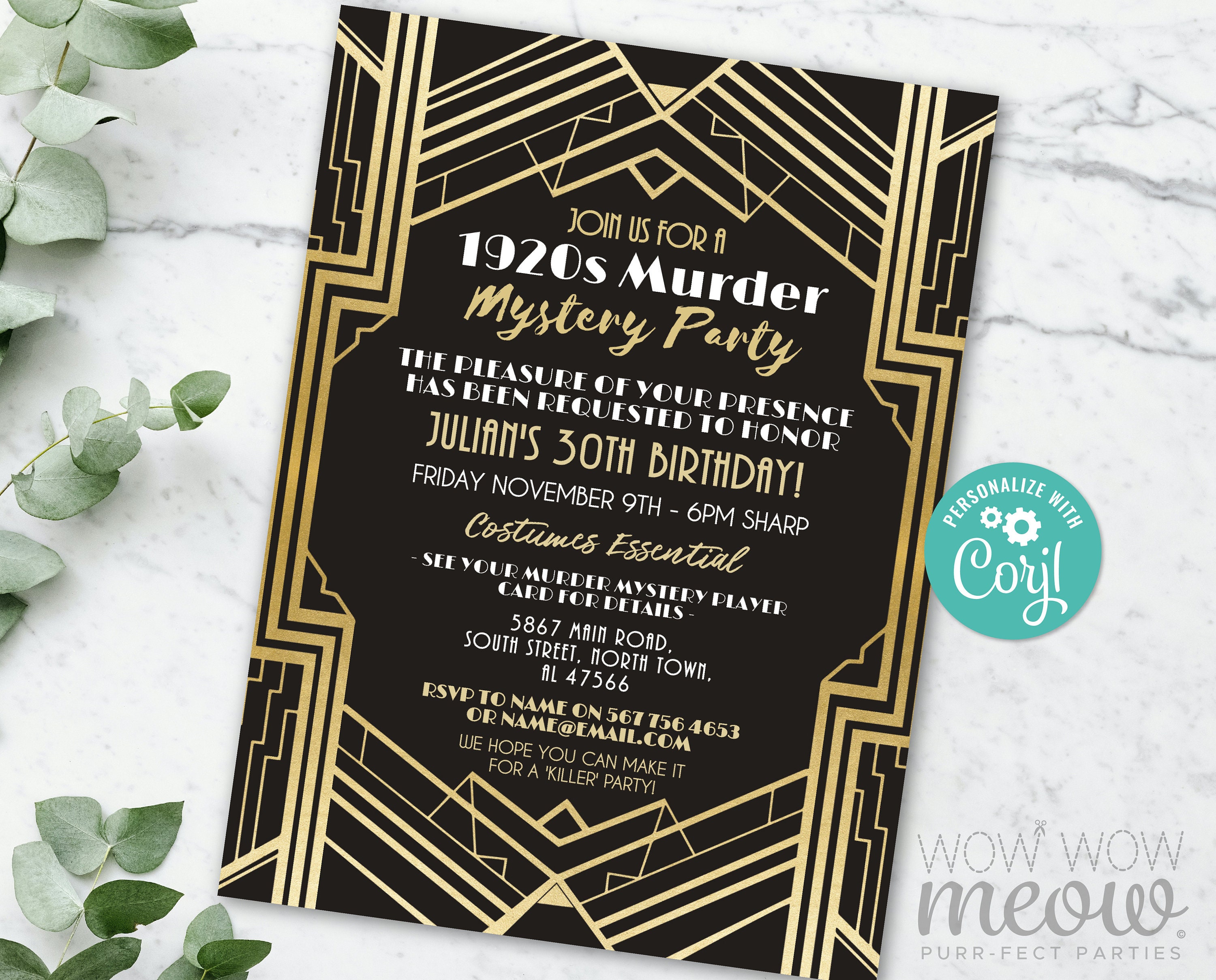 Murder Mystery Dinner Party Invitation Vintage Party 