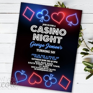 Here's The Deal Poker Birthday Invitation Any Age INSTANT DOWNLOAD Black Jack Las Vegas Casino Party Printable Cards Personalize WCBA292