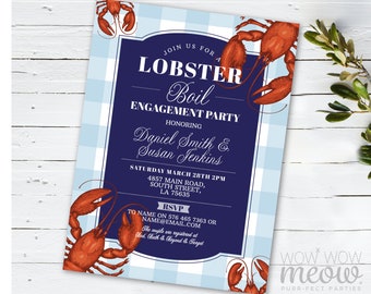 Lobster Boil Couple's Shower Invitations Crabs Crawfish Party Invite Instant DOWNLOAD Lobster Engagement Couple Shower Printable WCWE094