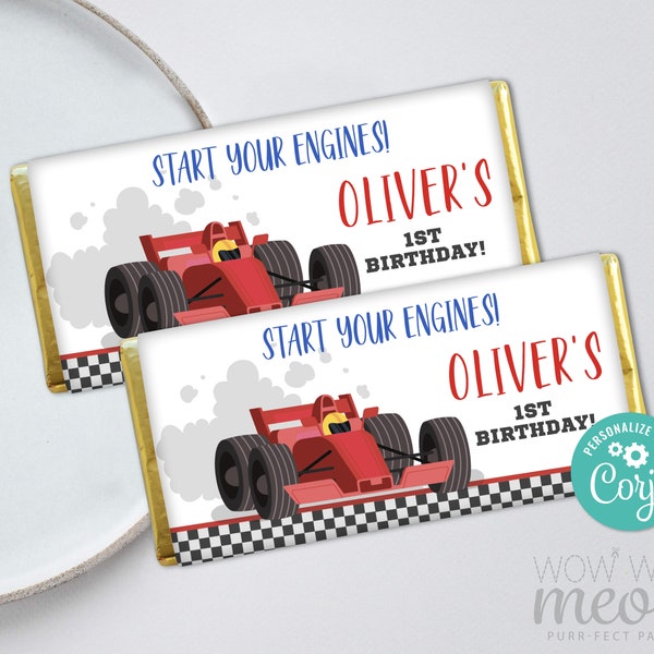 Racing Car Chocolate Bar Wrapper Birthday Fast Race Car Go Karting Engine Sports Editable Instant Download Birthday Label Printable WCBK435