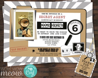 Detective Invitation, Mystery Invitation, Secret Agent Invitation, Spy ...
