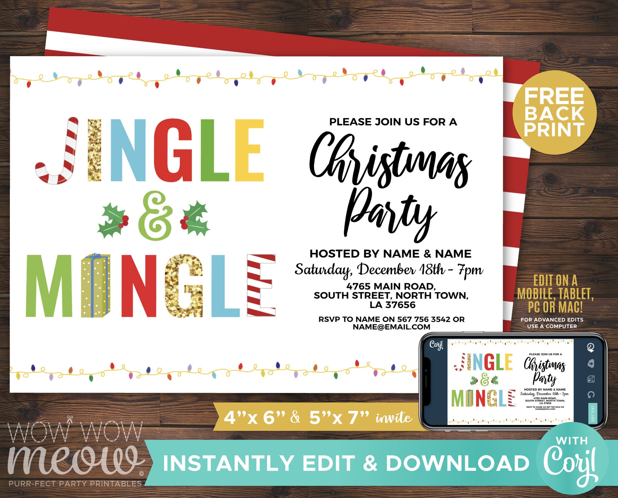 Jingle &amp; Mingle Christmas Party Invitations Invites Festive | Etsy