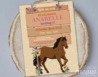 Horse Invitation Birthday Invite Riding Pony Ride On Over Saddle Up INSTANT DOWNLOAD Neutral Personalize Editable Printable Template WCBK558