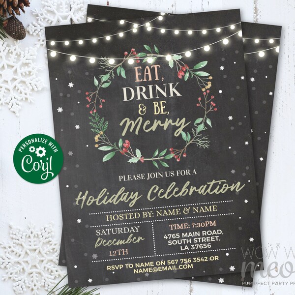 Affiche De Noël - Eat Drink And Be Merry - Orara Studio