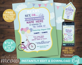 Bicycle Birthday Invitation, Bike Invitation, Enjoy the Ride Invitation ...