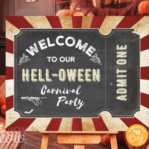 Halloween Welcome Sign Poster Party 16 x 20 HELLoween Scare Carnival Sign Editable Birthday Spooky Board Instant Download Printable WCHA008