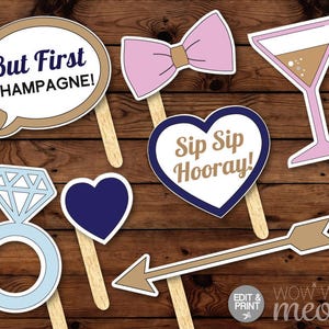 Over 45 Photo Booth Props PRINTABLE I Do BBQ Engagement Couple&#39;s Shower Wedding Party Instant Download Editable Cards Selfie Rings Mr & Mrs