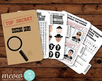 Secret Agent Spy Activity Games File Booklet Editable INSTANT DOWNLOAD Detective Birthday Party Printables Photo Personalize WCBK095