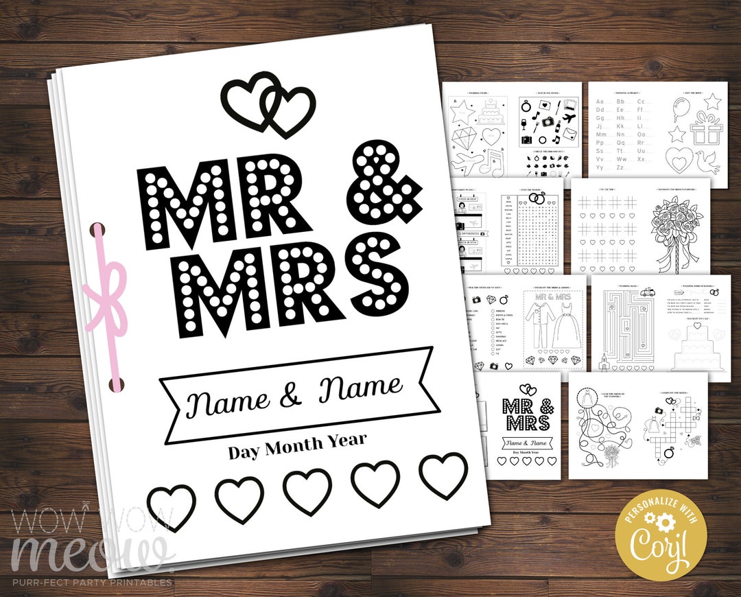 Wedding Coloring Book Children's Activity Sheets Booklet Printable ...