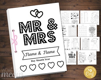 Wedding Coloring Book Children's Activity Sheets Booklet Printable Personalize Kid's Pages Maze Print at Home Color in EDITABLE WCAC015