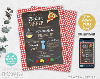 Italian Birthday Invitation INSTANT DOWNLOAD Surprise Pizza - Etsy