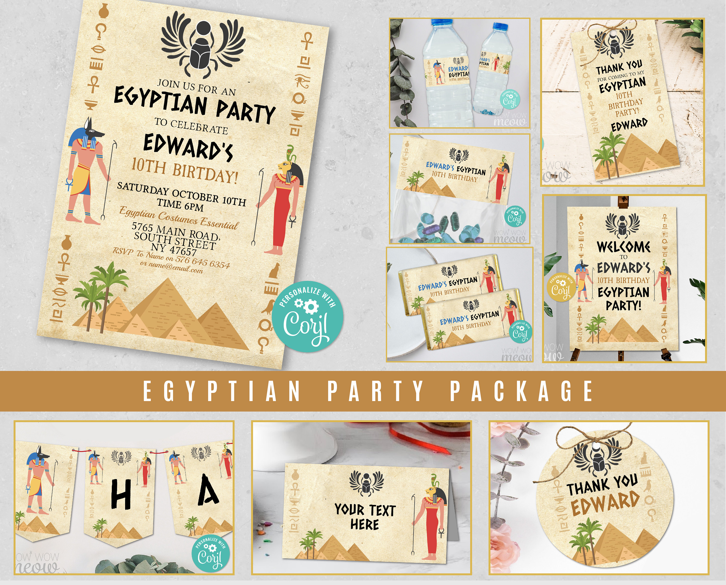 Paquete Cumpleaños Fiesta Egipto Egipcios Invitaciones EDITABLES Paquete  Jeroglíficos Descargar Fiesta Infantil WCBK518 - Etsy México, image size:3000x2418