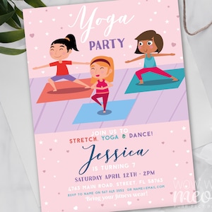 Editable Yoga Invitation Birthday Invite Fitness Digital Gym Dance Jumping DOWNLOAD Personalize Editable Printable Template WCBK640