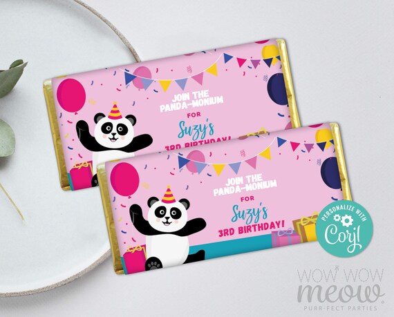 Panda Geburtstag Schokoriegel Wrapper Geburtstag Tanz Wilde Musik.