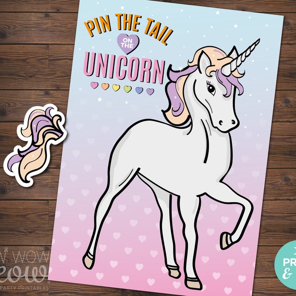 Pin The Tail On The Unicorn INSTANT DOWNLOAD Rainbow Games Board Birthday Party Fun Pink Pony Girls Printable Fun Children Activity WCAC023