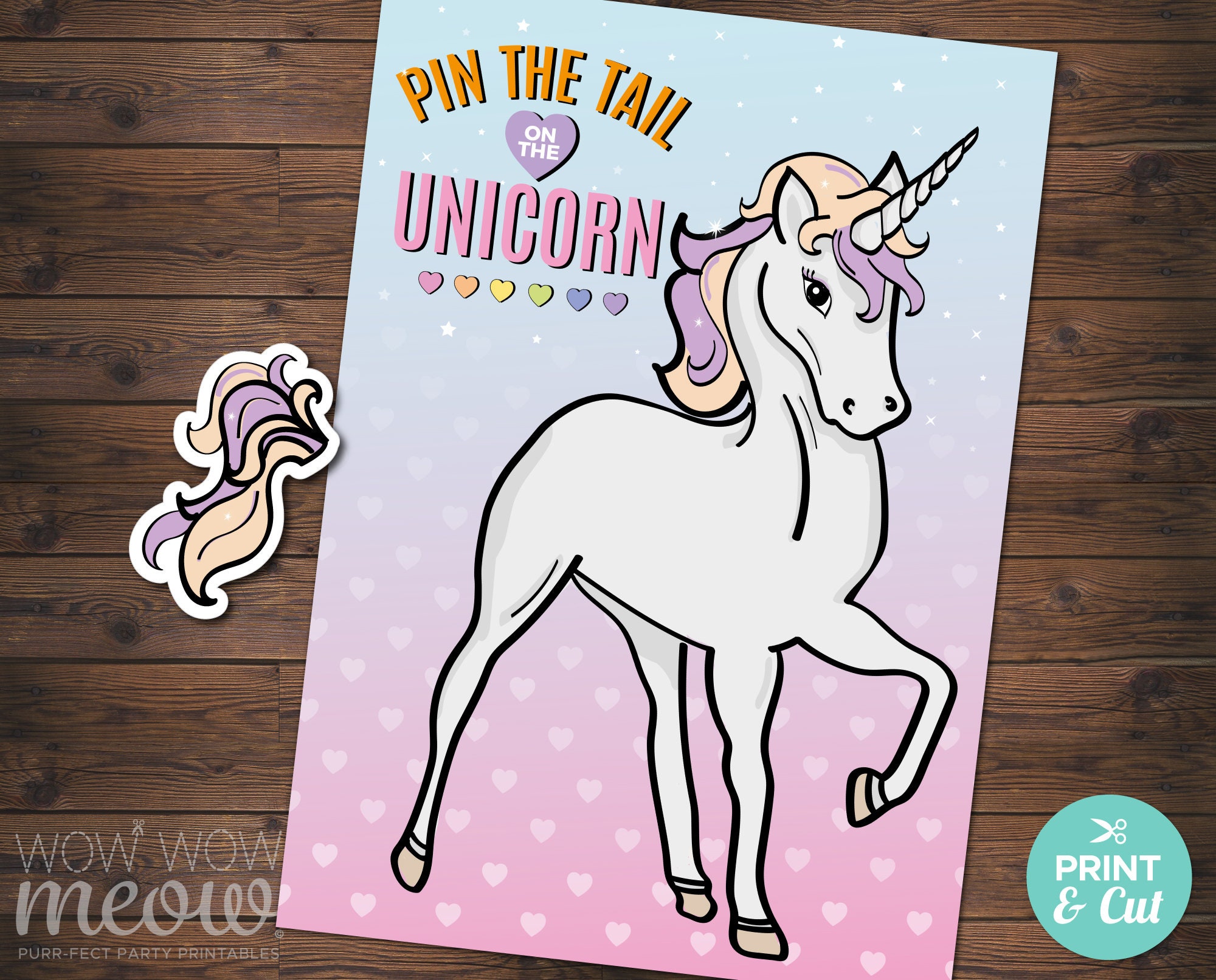 pin the tail on the unicorn instant download rainbow games etsy canada
