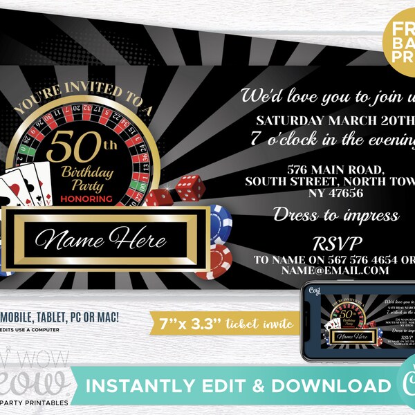 Casino Birthday Card - Etsy