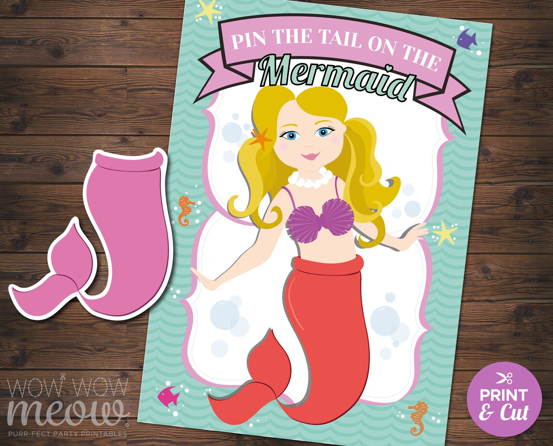 Pin the Tail on the Mermaid INSTANT DOWNLOAD Printable | Etsy