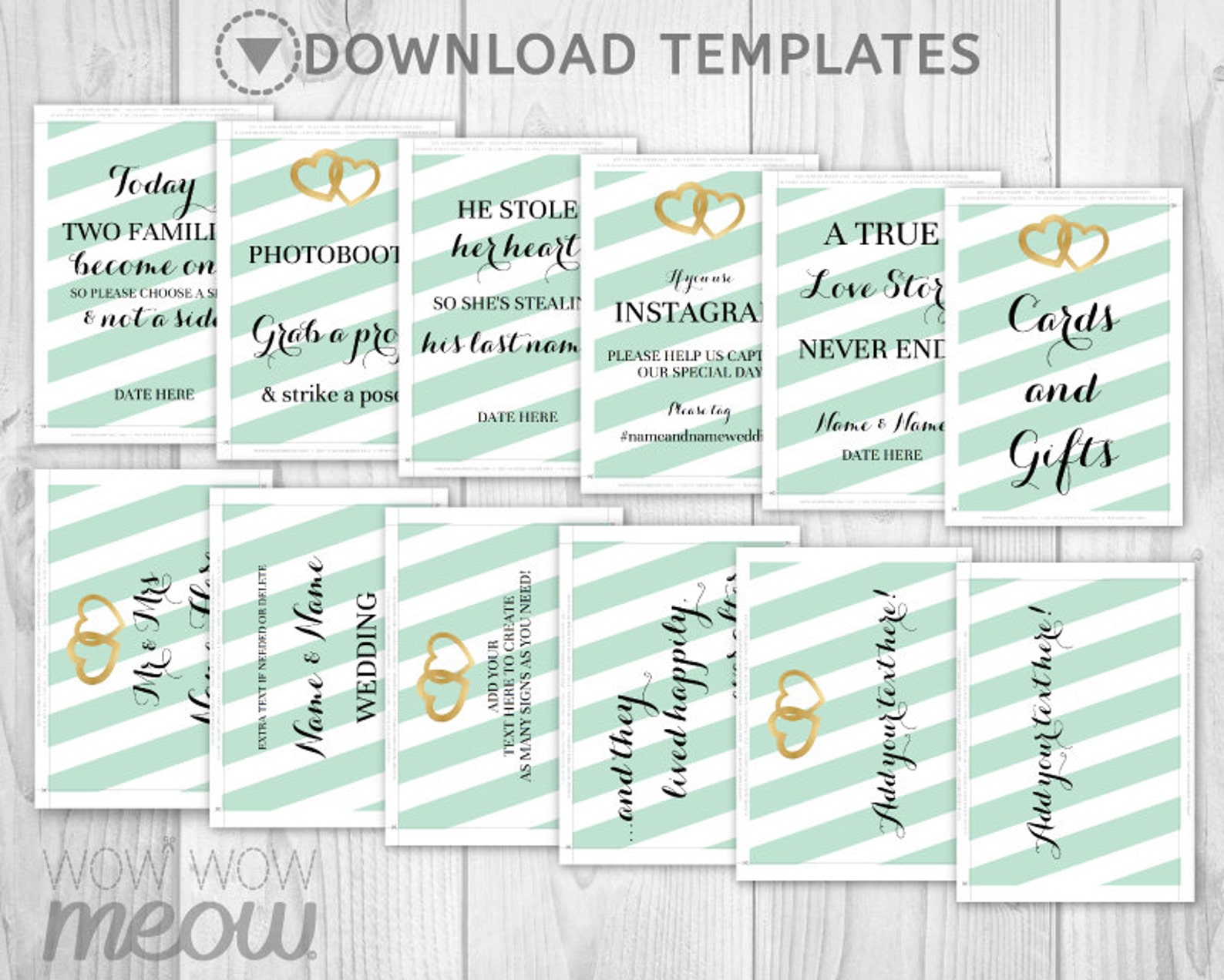 Editable Wedding Signs 12 DIY Printables Templates Instagram | Etsy