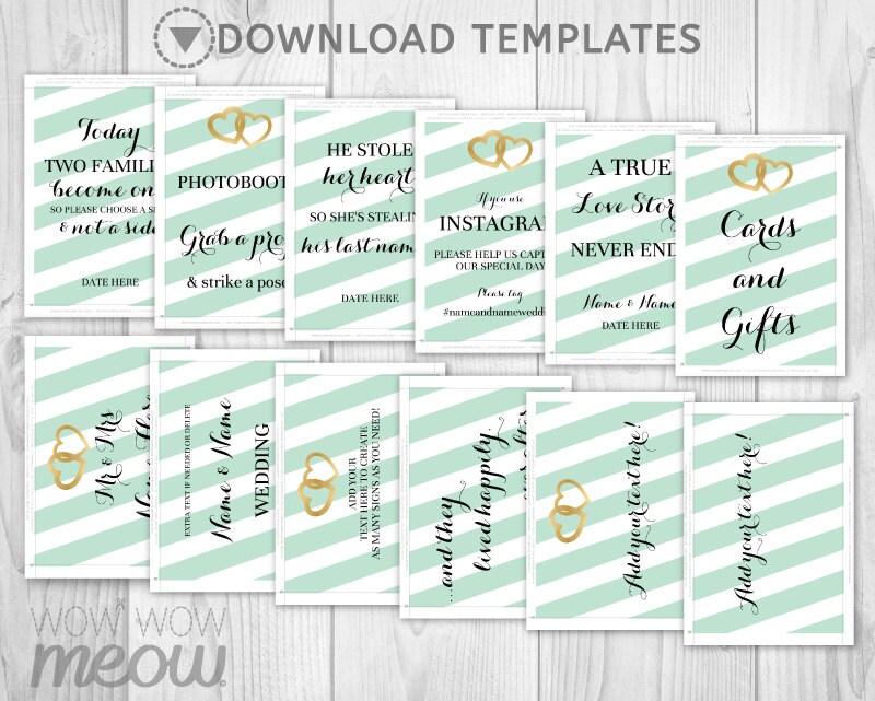 Editable Wedding Signs 12 DIY Printables Templates Instagram | Etsy