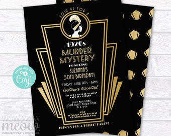 1920s Murder Mystery Dinner Invitation Party Birthday Invite INSTANT DOWNLOAD Twenties Party Editable Birthday Personalize Editable WCBA260