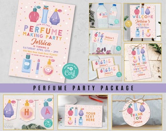 Perfume Making Party Birthday Bundle EDITABLE Invitation Girls Fragrance Spa Pink Included Package Download Children's Kid's Party WCBK531