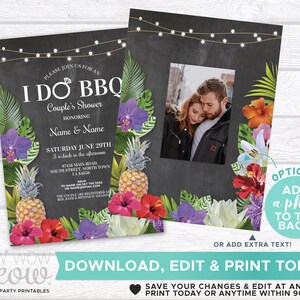 Aloha I Do BBQ Invitations Couple's Shower Floral Printable Invite Engagement Party INSTANT Download Personalize Editable Printable WCWI036 image 4