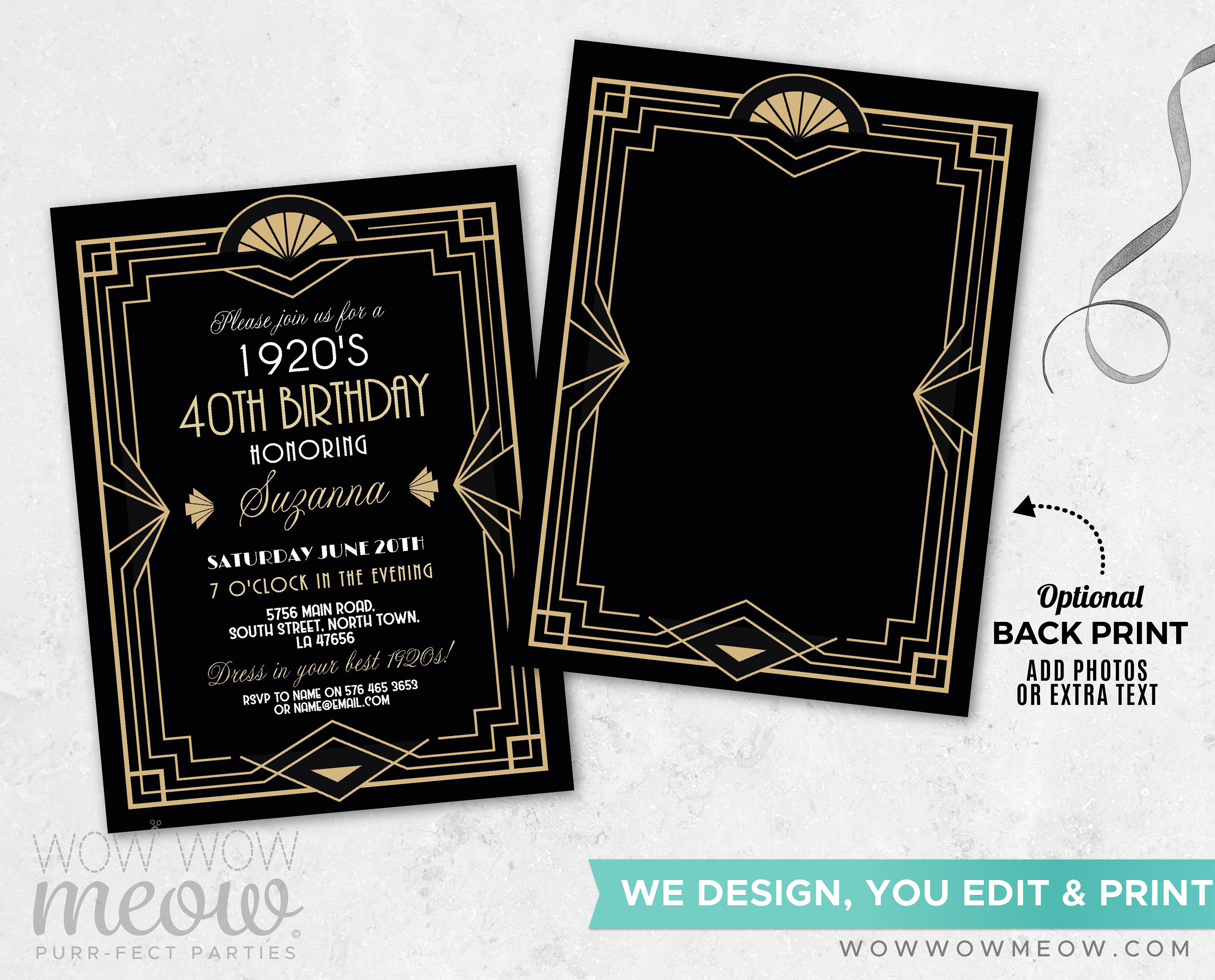1920 Birthday Invite Art Deco Roaring 20s Invitation Party INSTANT ...