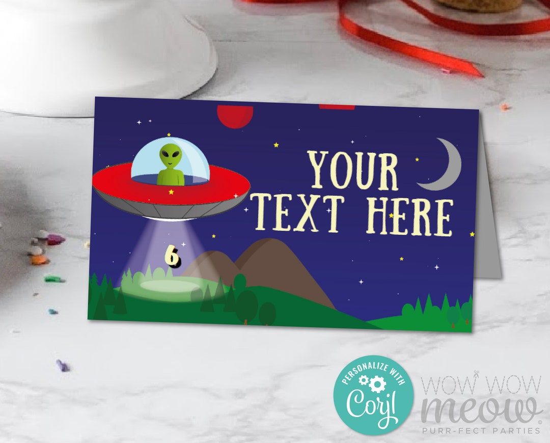 Alien Food Tent Birthday Labels UFO Spaceship Space Invasion Instant ...