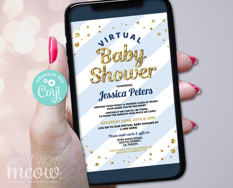 Virtual Baby Shower Invitations Change of Plan Invites