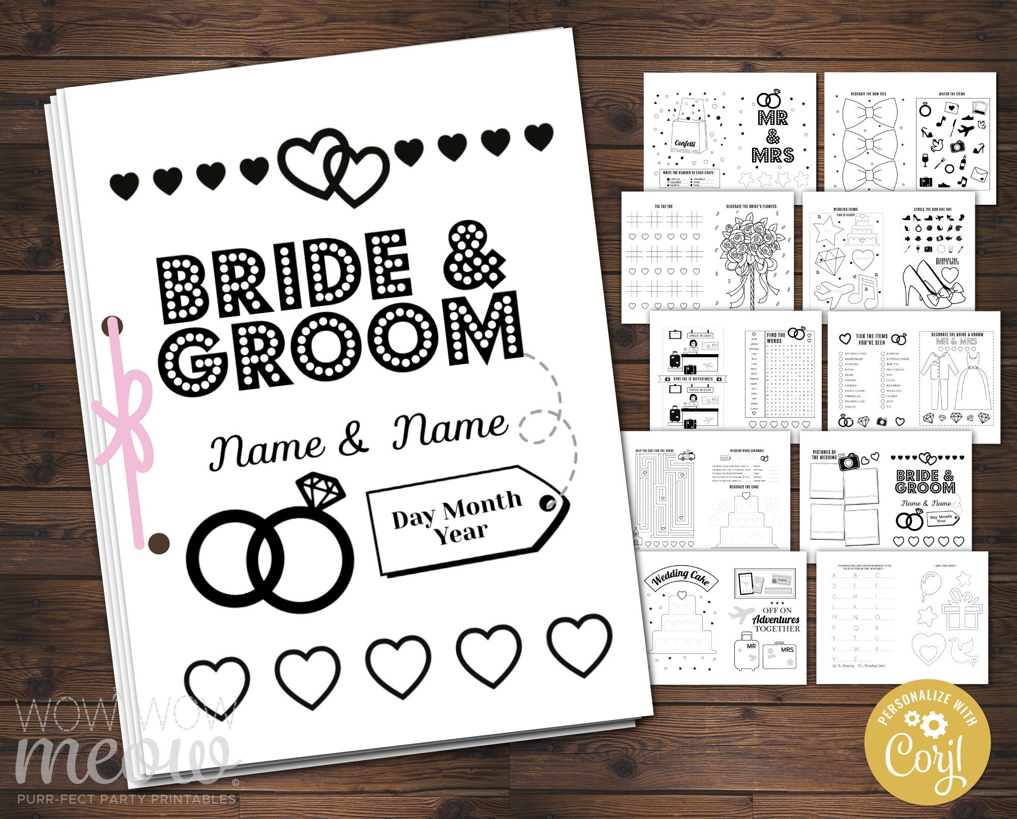 WEDDING COLORING Book Kid Activity Children's Page Sheets | Etsy
