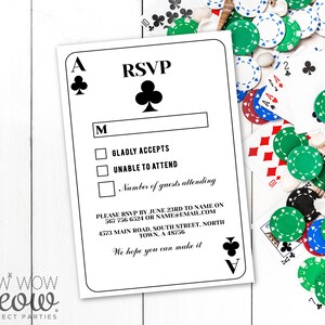 Playing Cards Birthday Clubs RSVP Any Age INSTANT DOWNLOAD Engagement Casino Vegas Party Personalize Respond Printable Digital WCBA002
