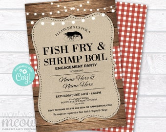 Fish Fry & Shrimp Boil  Invitations Party Invite Couple's Shower INSTANT DOWNLOAD Lobster Engagement Couple Shower Crab Printable WCWE045