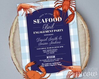 Seafood Boil Couple's Shower Invitations Lobster Crawfish Party Invite Instant DOWNLOAD Crabs Engagement Couple Shower Printable WCWE094