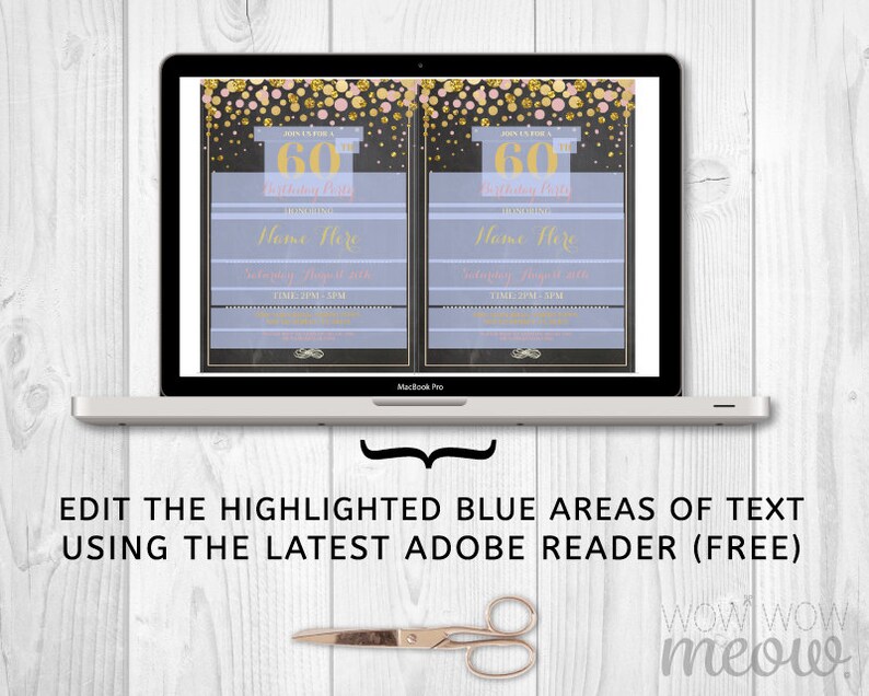 Birthday Dinner Party Invite Instant Download Any Age 30th 40th 50th 60th Rustic Gold Chalk Board Lights Personalize Editable Printable Paper Paper Party Supplies Kromasol Com