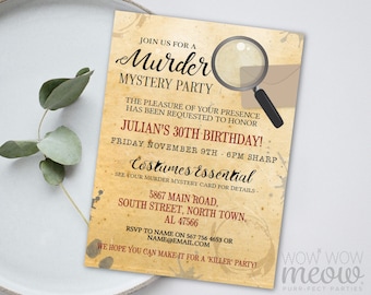 Murder Mystery Dinner Invitation Party Birthday Invite Spy Secret INSTANT DOWNLOAD Party Editable Birthday Personalize Editable WCBA052