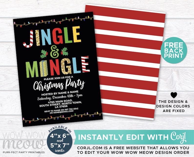 Jingle and Mingle Christmas Party Invitations Invites Festive - Etsy