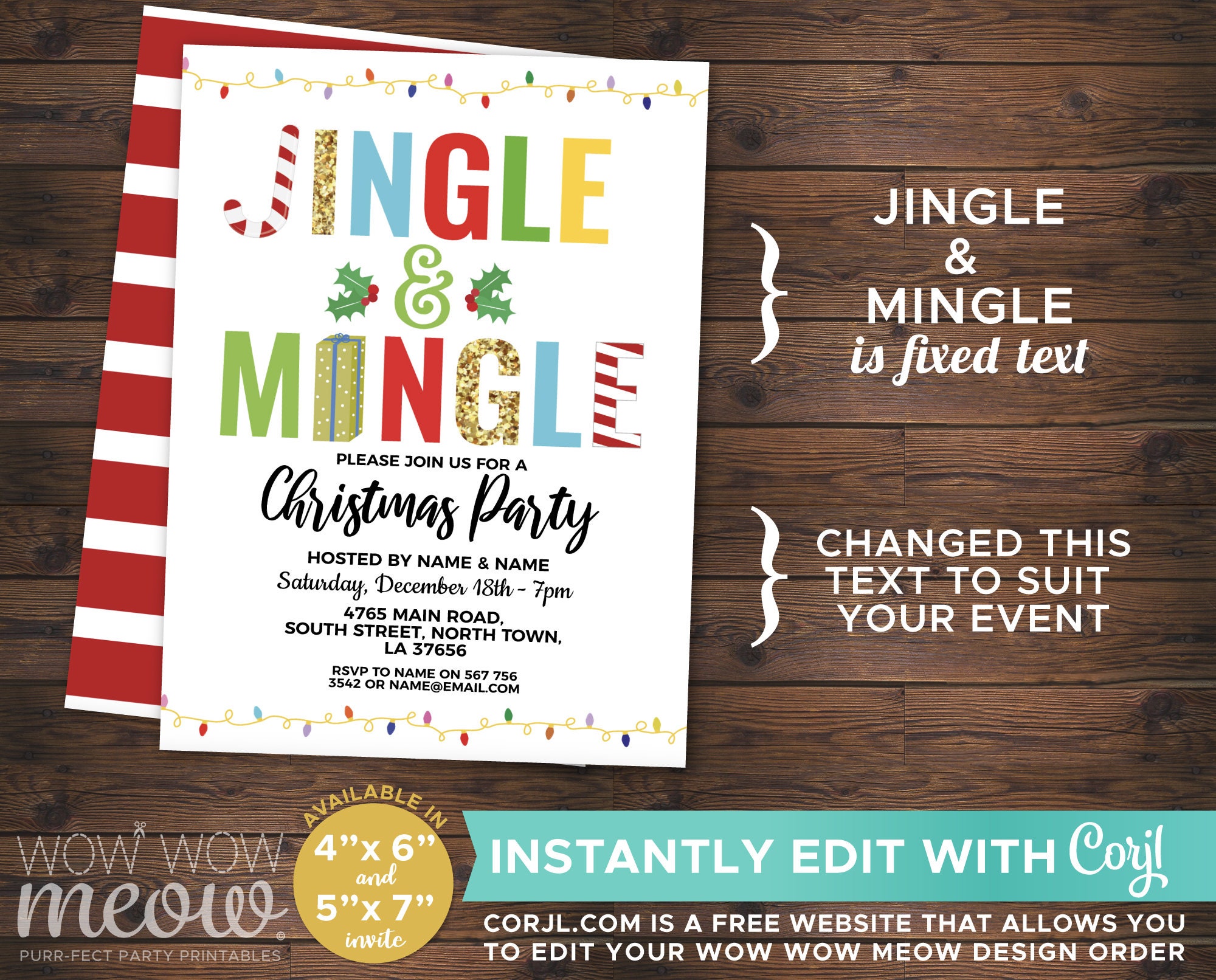 Jingle &amp; Mingle Christmas Party Invitations Invites Festive | Etsy