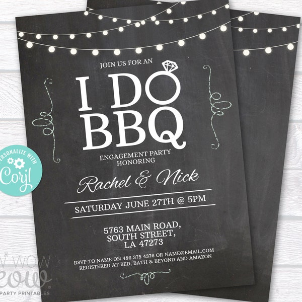 I Do BBQ Engagement Invitation Couples Shower Invite Party INSTANT Download Wedding Digital Personalize Editable + Printable Edit WCWI032