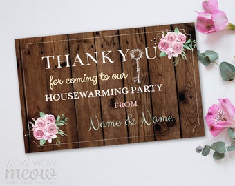 Rustic Housewarming Thank you Cards New House Home Sweet Couples Friends Party Wood INSTANT DOWNLOAD Floral Printable Editable WCHO031