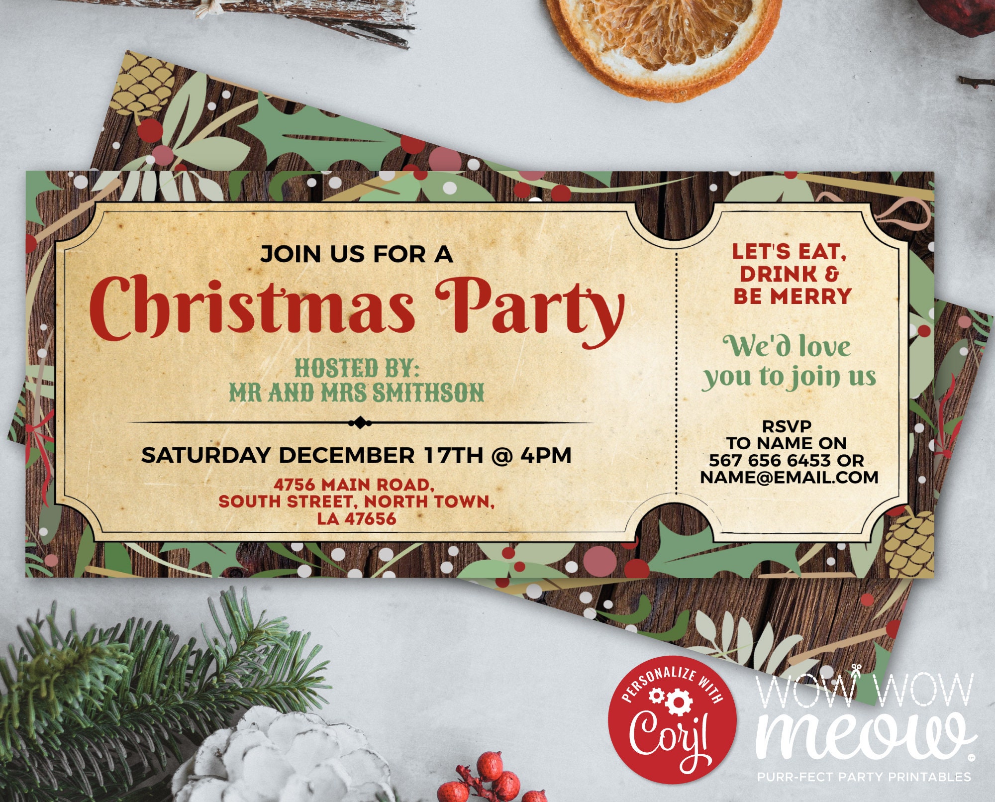 Christmas Party Invitations Tickets Holiday Season Invite Etsy