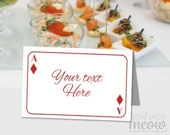 Playing Cards Food Diamonds Tent Birthday Name Places Casino Las Vegas Wonderland Wedding Editable Download - Any Text Printable WCBA002