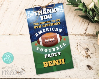 American Football Thank You Tags Birthday Party Football Soccer Rugby Gift Favour Cards Label Instant Download Editable Printable WCBK552