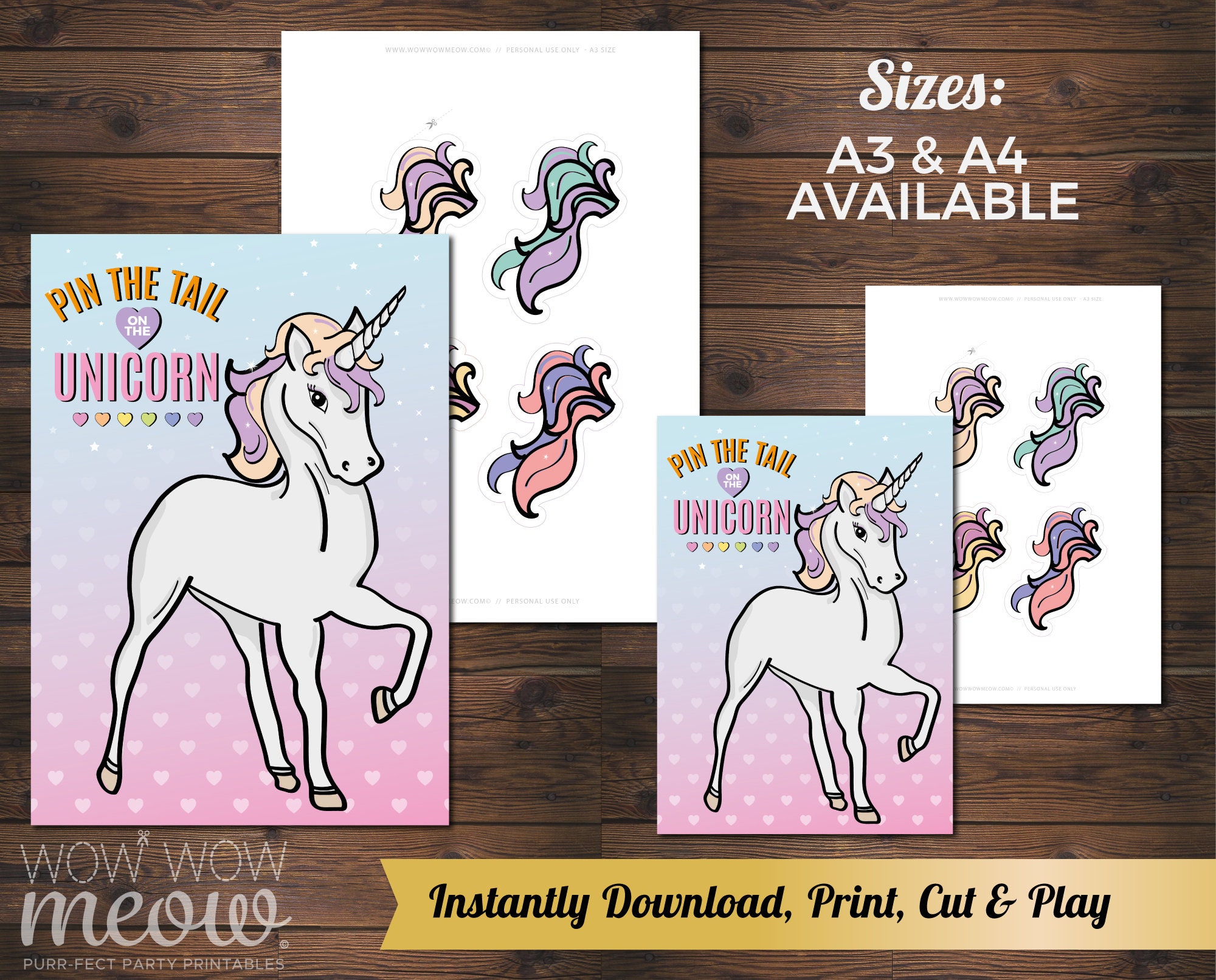 pin the tail on the unicorn instant download rainbow games etsy