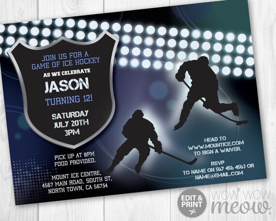 Hockey Birthday Invitation Hockey Birthday Hockey