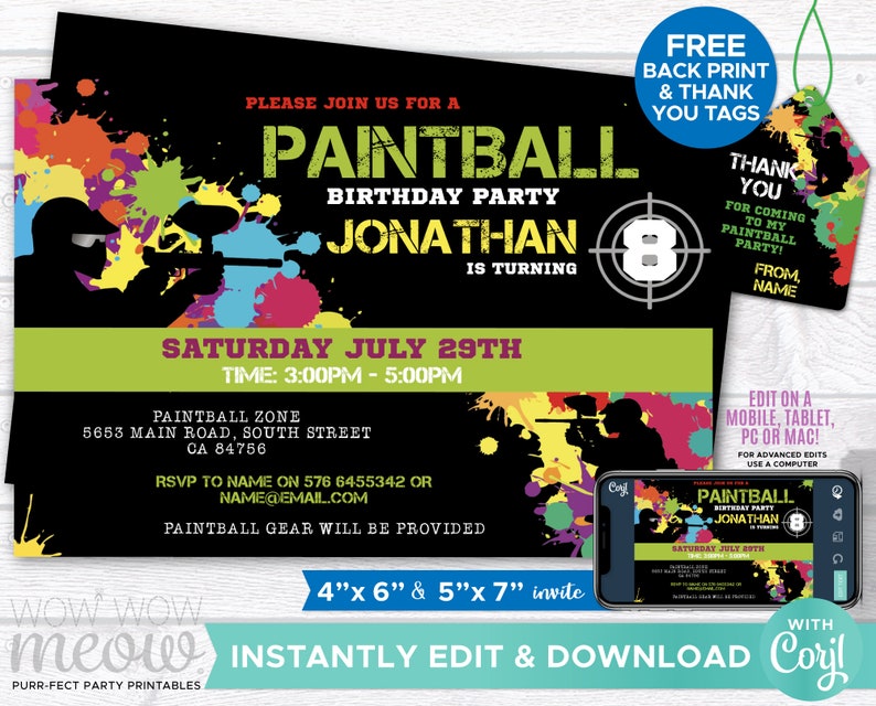 40th Birthday Ideas Free Printable Paintball Birthday